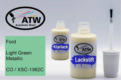 Ford, Light Green Metallic, CO / XSC-1362C: 20ml Lackstift + 20ml Klarlack - Set, von ATW Autoteile West.